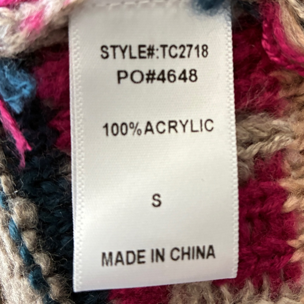 Gigio Oversized Mocha Fair Isle Knit Crewneck Sweater Size S - Picture 7 of 7